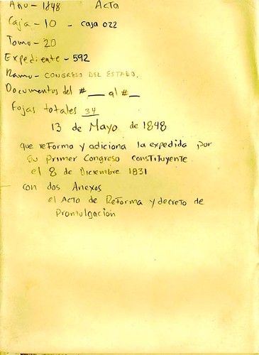 Imagen de Constitución Política de Sonora, 1848 con anexos: acta de reforma y decreto de promulgación (atribuido)