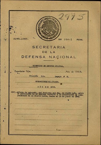 Imagen de Oficio de enterado del Gobierno del Estado de Nuevo León, sobre la publicación de un impreso relativo a la declaración de independencia de la Sierra Madre, echa el 16 de junio de 1849 (propio)