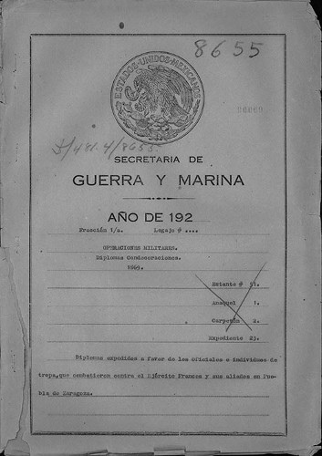 Imagen de Diplomas expedidos a favor de oficiales que combatieron contra el ejército francés en Puebla (atribuido)