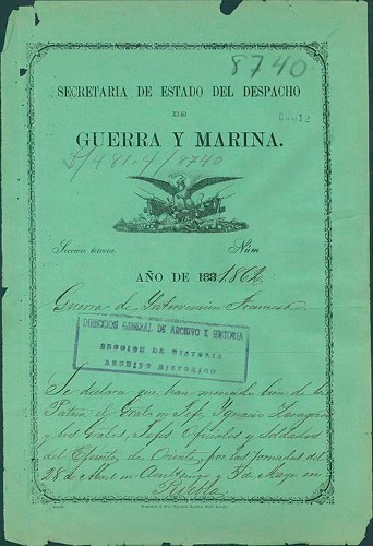 Imagen de Reconocimiento a Ignacio Zaragoza y a los generales, jefes, oficiales y soldados del Ejército de Oriente por las batallas de Acultzingo y Puebla (atribuido)