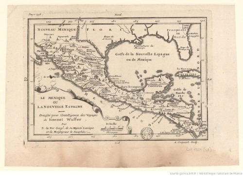 Imagen de Le Mexique ou la Nouvelle Espagne dressée pour l'intelligence des voyages de Lionnel Waffer / par N. de Fer...; A. Coquart scupl