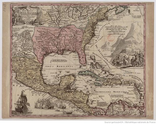Imagen de Regni Mexicani seu Novae Hispaniae, Ludovicianae, N. Angliae, Carolinae, Virginiae et Pensylvaniae nec non insularum archipelagi Mexicani in America septentrionali accurata tabula
