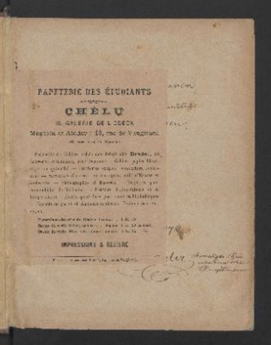 Imagen de Auszüge aus gelesenen Büchern und sonstige Aufzeichnungen; Chélu; 1. Monument de Ninive; 2. Ninive el L'Assyrie par Victor Place; 3. Voyage en Perse. Flandin et Coste 1840-41. 6 Vol.; 4. Bôrô-Boudour; 5. Description de l'Asie Minevre. 1833-37. Charles Tenier. Paris 1839. 3 vol.; 6. Voyage de Humboldt et Bonplaud; 7. Flore des Antilles. Tussac. Paris 1808; 8.) Quer durch Africa; 9.) Reise zur Auffindung eines Überlandweges von China nach Indien. T. Cooper; 10.) Nova plantarum; 11.) Relacion de las Cosas de Yucatan; 12. The Genera of Birds; 13.) Sammlung ausseuropäischer Schmetterlinge; 14.) Zuträge zur Sammlung exotischer Schmettlinge; 15.) Sammlung en. Schm.; 16. Papillons exotiques. Pierre Gamer. Amsterdam 1779; 17. Exotic Butterflies; 18.) System. Bearbeitung der Schm.; 19.) Florae Columbiae. H. Karsten. Berlin 1858-61; 20. Flora Brasiliensis. Martius et Eichler. Monachii 1861-77; 21. Flora Peruviana et Chilensis. H. Ruiz et I. Pavon; 22. Blume. Rumphia: Plantae Indiae orientalis; 23. Cités et Ruines américaines. Desiré Charnay. 1863; 24. Histoire des Nations civilisées du Mexique et de l'Amerique central. Brasseur de Bourbour. Paris. 1857; 25. Monuments anc. du Men. Palenque. Waldeck. Texte Brasseur d. B. Paris 1866; 26. Antiquities of Mexico. Lord Kingsborough. 7 vol. 1831; 27. Voyage de Humboldt et B. Atlas Pittoresque. Paris 1810; 28. Amer. Birds. Cassin; 29. Brasil. Vögel. Spin. Monachii 1824; 30. The birds of Northamerica. D.G. Elliott. N.Y. 1869; 32. Monograph of the Tetraoninae. (Grouse) Elliot. N.Y. 1865; 33. Monograph of the Paradiseidae. Elliot 1873; 34. Monograph of the Pittidae or family of Aut Thrushes. Elliot. N.Y. 1863; 35. The birds of Asia. I Gould. London 1850; 36. The viviparous Quadrupeds of North America. I. Audubon. N.Y. 1845; 37. The Mammals of Australia. I. Gould. 3 B. London 1863; 38. A Monograf ot the Felidae. D.G. Elliot. 1878; 39. History of Bokhara. Vámbéry. London 1873; 40. Sketches of Central Asia; 41. The Descent of Man. Ch. Darvin. 1871.uv.; Kumasi and Magdala. H. Stanley. Lond. 1874; 43. Kashmir and Kashgar; 44. Mandalay to Momien. 1868 und 1875; 45. The sixth great oriental Monarchy. (Parthia). George Rawlinson. 1875; 46. The Philippine Islands. John Bowring (Governor of Hong Kong) London 1859; 47. The Land of Moab. B. Tristram; 48. The seventh great oriental Monarchy; 49. The Naturalist in Nicaragua. Th. Belt. Ldn. 1874; 50. The indian Tribes of Guiana. Rev. W. H. Brett. Lond. 1868; 51. Views of Nature. A. v. Humboldt. transl. Otté and Bohn. Lond. 1850; Views of Ancient Monuments in Central America, Chiapas, and Yucatan. 1844. Catherwood; 52.) Brazil. Capt. R. Burton. L. 1869; 53. Adventures in Morocco. Gerhard Rohlfs. L. 1874; 54) Historia de Nueva-España; Anales del Museo de Mexico, 1877. 1878; I.2.91. [...]; Humboldt; Die äusseren und inneren polit. Zustände der Republik Mexico; Cartas y relaciones de Hernan Cortés al Emperador Carlos V.; Historia de la Provincia de S. Vicente de Chiapa y Guatemala; Historia de la conquista d. l. prov. de el Itza y d. l. de el Lacandon. I. Villagutierre; Descripcion d. l. Antigüedades de Xochicalco; Noticias Historicas d. l. N. Esp.; Historia d. l. conquista de la Provincia de la Nueva-Galicia (Xalisco). Lic. D. Matias de la Mota Padilla; Noticia histórica de Soconusco; Historia de la baja California. Padre Francisco Xavier Clavijero; Compendio d. l. Hist. d. l. Ciudad de Guatemala. Domingo Iuarros; Noticias hist. y estad. de Durango. Lic. I. F. Ramirez; Beschreibung der Landschaft Sonora. Ignaz Pfefferkorn; Compendio histórico del desc. y col. d. l. Nueva Granada; Historia de Yucathan. P. Fr. Diego Lopez Cogolludo; Erläuterungen der Nachrichten des Fr. Hernandez; Historiadores primitivos de las Indias occidentales. D.A. Gonzalez Barcia; Historia de las Indias. Franc. Lopez de Gomara; Gonica d. l. Nueva-España. Gomara; Allgemeine Ethnographie. Fr. Müller. Wien 1879; Grundriss der Sprachwissenschaft. Dr. Fr. Müller. I 1876; La conquête du Tong-Kin par 27 Français commandés par Jean Dupuis; Views of Ancient Monuments in Central America, Chiapas and Yucatan; Historia de la Fundacion y Discurso de la Provincia de Santiago de Mexico de la Orden de Predicadores por las vidas de sus varones insignes y casos notables de Nueva España. Fray Augustin Davila Padilla; Descripcion d. l. Indias Occidentales de Antonio de Herrera; Relation du Voyage de Cibola enstrepris en 1540.. par Pedro de Castañeda de Nágera; México a través de los siglos.. I. Hist. ant. y de la cong. - Alfredo Chavero; Las Civilizaciones de la India. Gustavo Le Bon; Verblichene Schrift auffrischen; Beständige, unauslöschliche Dinte; Fremdenblatt. Wien. 10 Januar 1883; Julius Caesar verbrannte 47 v. Chr. [...]; Aleu. Selkirk [...]; Mexikanische Ruinen; Asiatische Ruinen. (Namen meistens nicht rectifizirt); Strauss [...]; Weltausstellung. Paris. 1878; Sulfate de guinine [...]; De la tige détachée [...]; Cholomandalam [...]; Muerta bénédirtion [...]; Tat tam asi [...]; Um so wenig wie möglich [...]; Nota notas [...]; 34. Kleine Altertümers, zumeist aus Gräbern