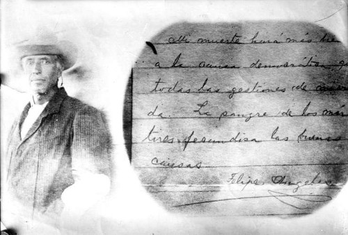 Imagen de Carta de Felipe Ángeles con doble exposición de fotografía a un lado