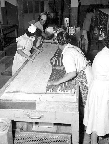 Imagen de Obreras y obreros realizando chocolates (propio)
