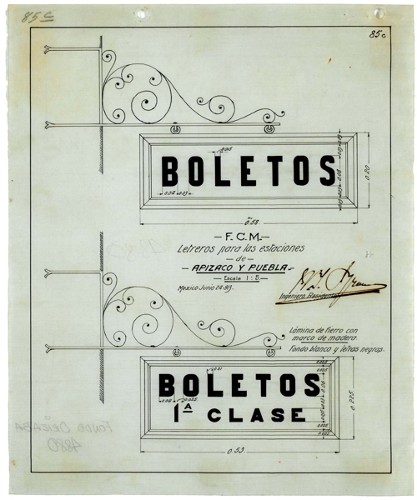 Imagen de F.C.M. Letreros para las estaciones de Apizaco y Puebla (propio)