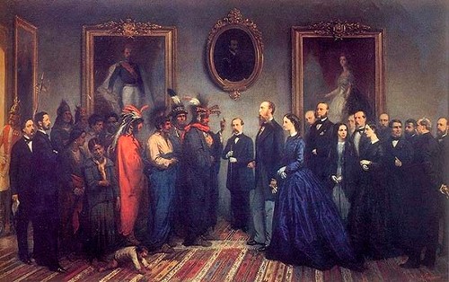 Imagen de Visita de la embajada de indios kickapoos al emperador Maximiliano (atribuido)