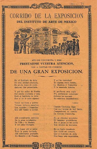 Imagen de Corrido de la exposición del Instituto de Arte de México (propio)