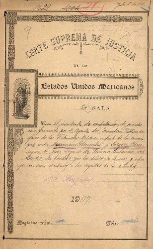 Imagen de Competencia del Juez Primero de Instrucción Militar de Veracruz para conocer del proceso que se sigue en el Juzgado Segundo de Primera Instancia del Cantón de Córdoba (atribuido)