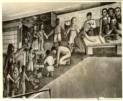 Imagen de Fotografía del mural de la Colonia Portales elaborado en 1934 (atribuido)