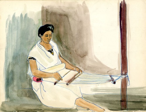 Imagen de Dibujo de mujer con telar (atribuido)
