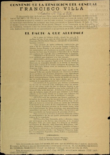 Imagen de Pacto de Sabinas y cartas a Francisco Villa (atribuido)