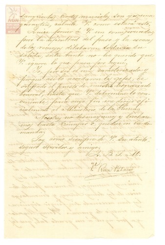 Imagen de Expediente 053: Carta de Vicente Riva Palacio al Presidente Juárez