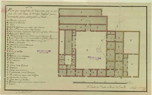 Imagen de No. 4 Plano que manifiesta la disposición que se podría dar a la casa de Don José Rajadel para designarla para Hospital Real; Perote, Veracruz (atribuido)