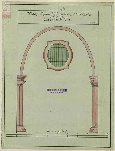 Imagen de Vista y figura del frente interior de la Real Capilla del Fuerte de San Carlos de Perote (atribuido)