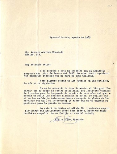 Imagen de Carta de Elvira López Aparicio a Antonio Acevedo Escobedo (atribuido)