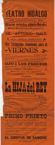 Imagen de El Teatro Hidalgo presenta: La hija del rey