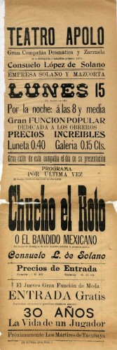 Imagen de El Teatro Apolo presenta: Chucho El roto o El bandido mexicano