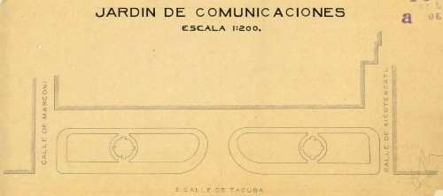 Imagen de Plano en papel glassine. Planta de distribución del jardín del palacio de comunicaciones y obras públicas
