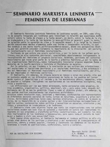 Imagen de Seminario Marxista Leninista Feminista de Lesbianas (propio)