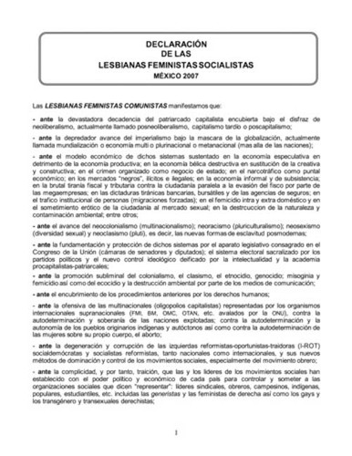 Imagen de Declaración de las lesbianas feministas socialistas (propio)