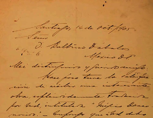 Imagen de Carta de M. Martínez, fechada en Santiago de Chile, a Balbino Dávalos (atribuido)
