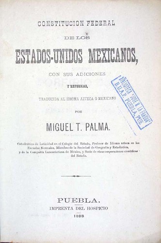 Imagen de Constitucion Federal de los Estados Unidos Mexicanos, con sus adiciones y reformas (propio)