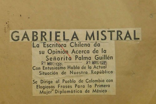 Imagen de Gabriela Mistral: La escritora chilena da su opinión acerca de la señorita Palma Guillén (propio)