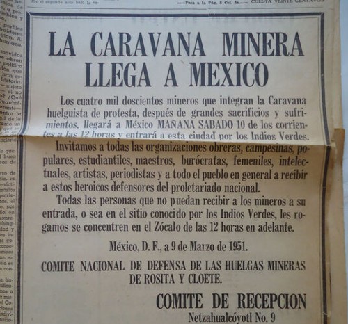 Imagen de La caravana minera llega a México (propio), Aviso periodístico (atribuido)