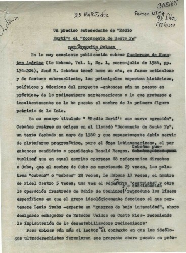 Imagen de Un preciso antecedente de Radio Martí: el "Documento de Santa Fe" (propio)