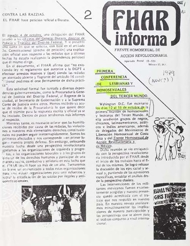 Imagen de FHAR informa (propio), Frente Homosexual de Acción Revolucionaria (FHAR) informa (alternativo)