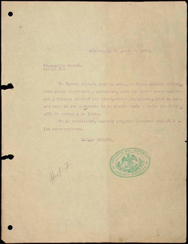 Imagen de Carta de Emilio Vázquez para Aquiles Serdán (atribuido)