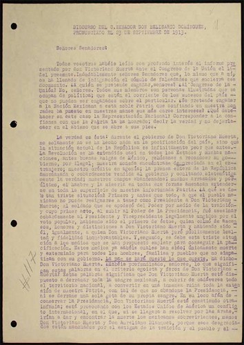 Imagen de Discurso del C. senador don Belisario Domínguez pronunciado el 23 de septiembre de 1913 (propio)