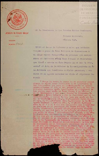 Imagen de Informe que rindió el Jefe de Oficina de Investigaciones respecto a las personas que acompañaron a Félix Díaz durante el cuartelazo de 1912 (atribuido)