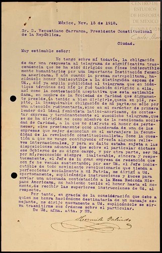 Imagen de Solicita que le de instrucciones para enviar una adecuada contestación a la Mesa Redonda Hispano Americana (atribuido)