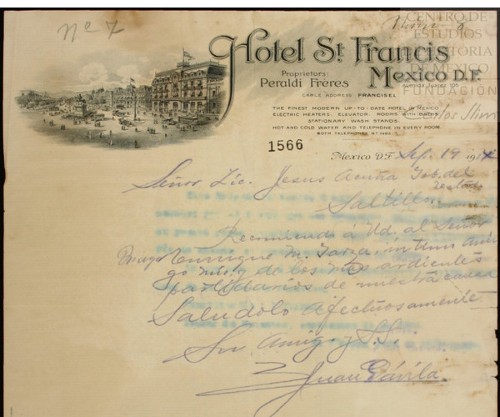 Imagen de Carta donde se recomienda a Enrique M. Garza (atribuido)