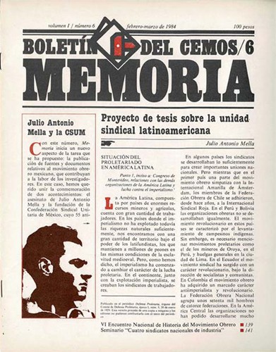 Imagen de Memoria: boletín del CEMOS, Volumen 1, Número 6 (propio)