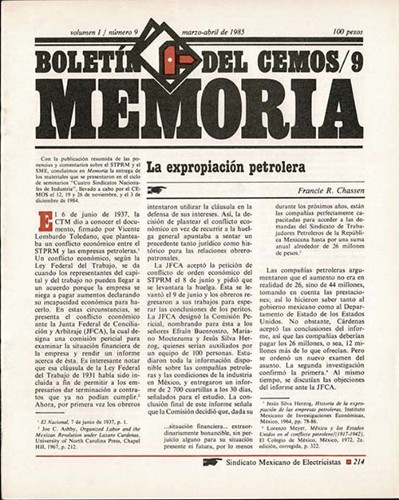 Imagen de Memoria: boletín del CEMOS, Volumen 1, Número 9 (propio)