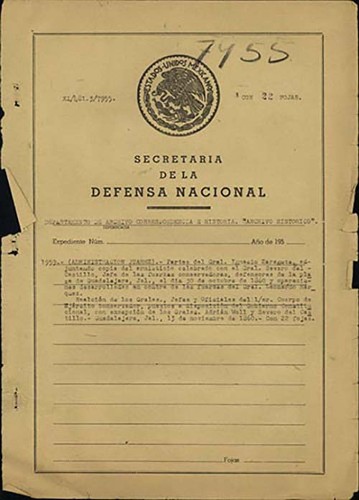 Imagen de Informe del general Ignacio Zaragoza y documentos relacionados con un listado de generales, jefes y oficiales del ejército conservador (atribuido)