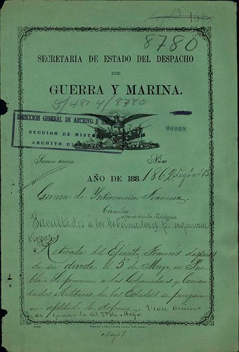 Imagen de Información de la guerra de intervención francesa y retiro del ejército francés después de su derrota el 5 de mayo de 1862 en Puebla (atribuido)
