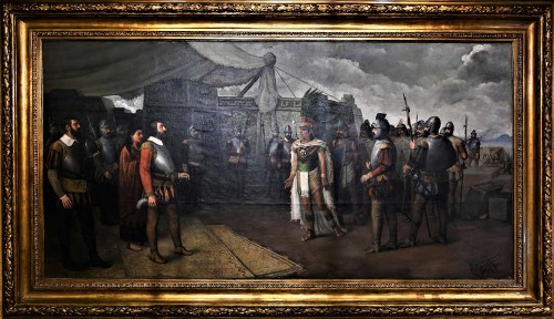 Imagen de Aprehensión de Cuauhtémoc por Cortés (propio), Rendición de Cuauhtémoc (atribuido)