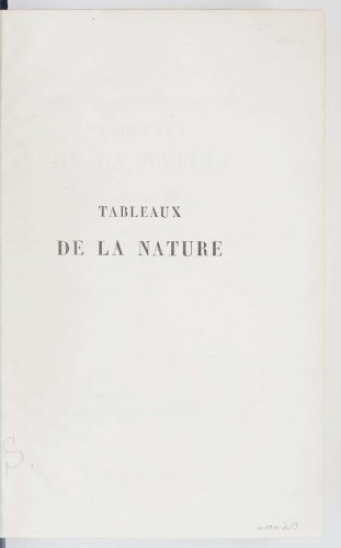 Imagen de Tableaux de la nature (Nouvelle édition...) / par Alexandre de Humboldt; traduction de M. Ch. Galuski