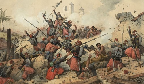 Imagen de Prise de Puebla par l'Armée Française sous les ordres du Général Forey le 17 Mai 1863: [estampe]; Toma de La Puebla. [etc.]