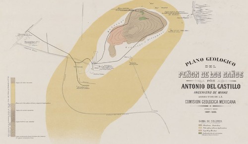 Imagen de Plano geologico del Penon de los Danos Mexique / por Antonio del Castillo,... 1: 4 000, 1887-1893
