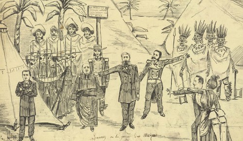 Imagen de [Juarez ou La guerre du Mexique, 9e tableau]: [drame en 5 actes et 9 tableaux d'Alfred Gassier, Théâtre du Château-d'eau, 1886]: [estampe] / Victor-Henri ?