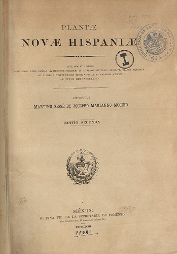 Imagen de Plantae Novae Hispaniae, portada en latín (atribuido)