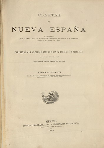 Imagen de Plantas de Nueva España, portada en español (atribuido)