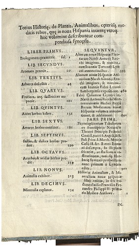 Imagen de Rerum medicarum Novae Hispaniae thesaurus, índice (atribuido)