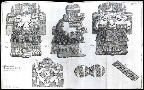 Imagen de Láminas de las dos piedras encontradas en 1790 en la plaza principal de la Ciudad de México (atribuido)