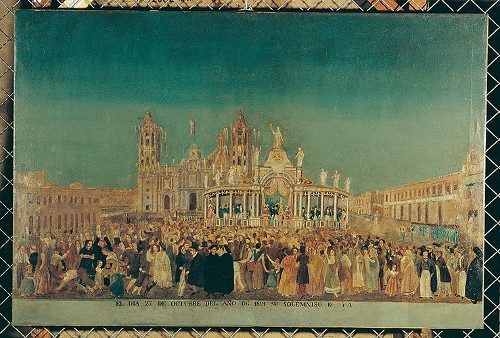 Imagen de Jura solemne de la Independencia en la Plaza Mayor de México el 22 de octubre de 1821 (atribuido)